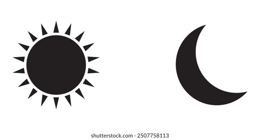 Sun and moon icon vector illustration set design eps 10