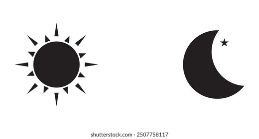 Sun and moon icon vector illustration set design eps 10