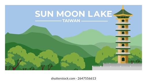 Sun moon lake taiwan landscape background