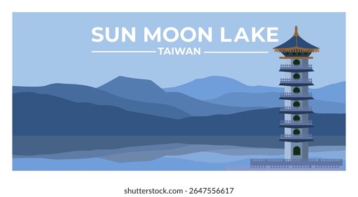 Sun moon lake taiwan landscape background