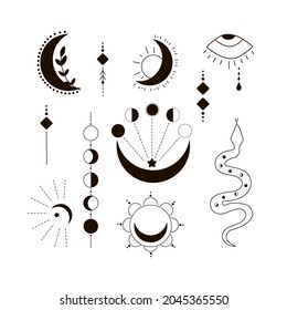 Sun Moon Line Art Clipart Outline Stock Vector (Royalty Free ...