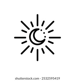 Sun and moon line art logo design