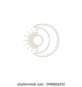 Sun and moon line art simple thin line icon vector illustration