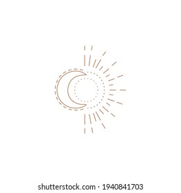  Sun and moon line art simple thin line icon vector illustration