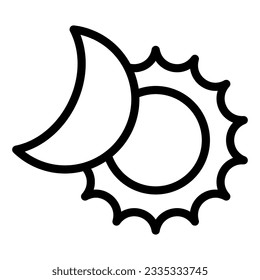 The sun and moon line icon. Solar eclipse vector illustration isolated on white. Astronomy outline style design, designed for web and app. Eps 10