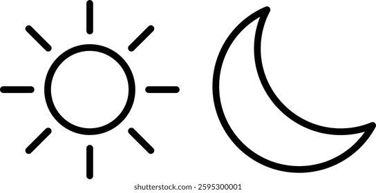 Sun moon lined icon. Editable Stroke. Vector illustration