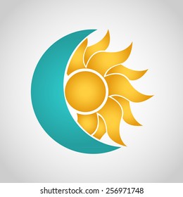 Sun And Moon Logo. Abstract Vector Illustration