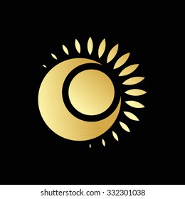 Sun And Moon Logo. Abstract Vector Illustration