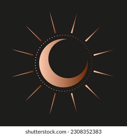 Sun and moon logo. Astronomical icon. Vector illustration.