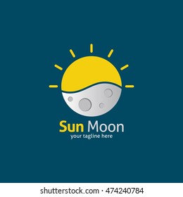 Sun Moon Logo Design Template. Vector Illustration. Flat style Design. Great for company Logo.