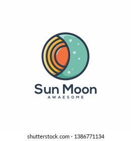 Sun Moon Logo Template Vector