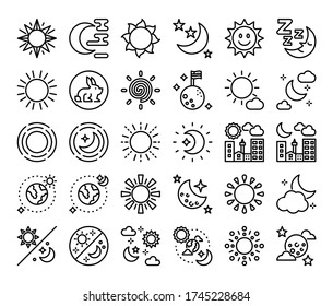 sun and moon outline vector icons day and night concept