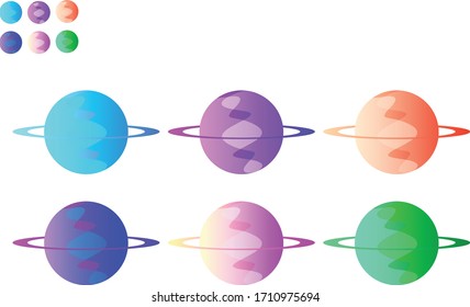 Sun Moon and Planet Flat illustration vector Icon with Gradient Color
