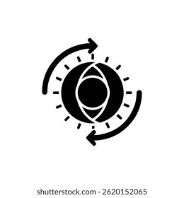 Sun and moon rotation clock style black filled icon, representing time and day-night cycle