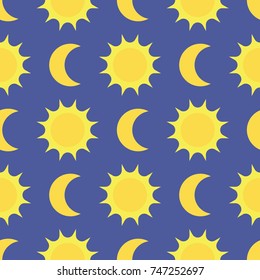 Sun and moon seamless pattern