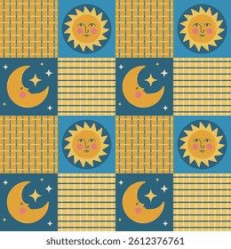 sun moon seamless pattern astrology astrological vector background sky wallpaper design