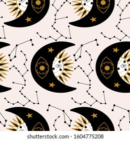 sun and moon in a seamless pattern design, perfect to use on the web or in print