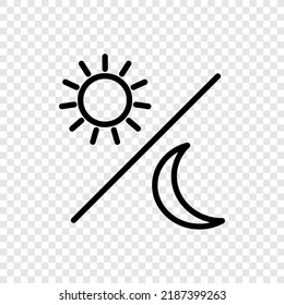 Sun moon simple icon vector. Flat design. Transparent grid.ai