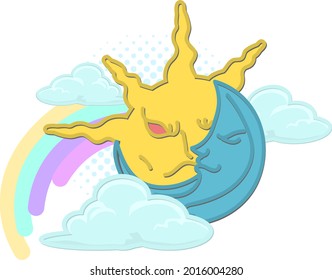 sun and moon with sky