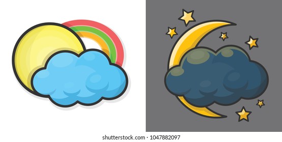 Sun and moon sky, day and night