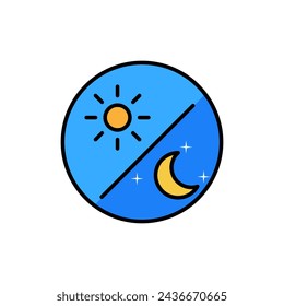 Sun and moon in sky, day and night. icon in trendy style isolated on white background. Website pictogram. Internet symbol for your web site design, logo, app, UI.