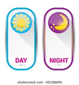 Sun and moon in sky, day and night. vector summer banner . Vector illustration