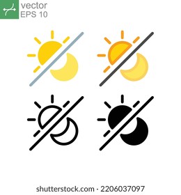 Sun and moon, solar and crescent for time and weather difference concept. morning-night, daytime-nighttime, light-dark. Day and night icon. Vector illustration. Design on white background. EPS 10