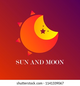 Sun And Moon With Star Inside Logo Design