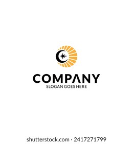 Sun, moon and star modern logo design, Universe solar system logo icon