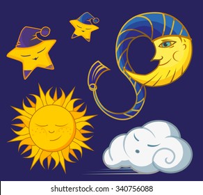 the sun and moon with the stars