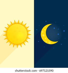 Sun Moon Stars Banner Day Night Stock Vector (Royalty Free) 697121590 ...