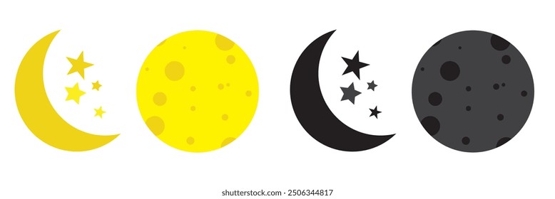 sun, moon and stars, a collection of vector icons. yellow weather symbols. EPS 10.