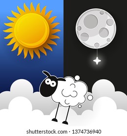 Sun, Moon And Stars. Day And Night Vector Banners.