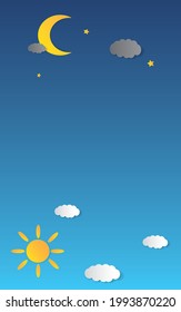 Sun  moon and stars. Day and night vector banners isolated
