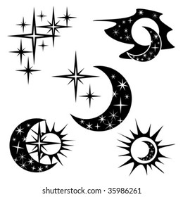 Sun Moon Stars Day Night Stock Vector Royalty Free