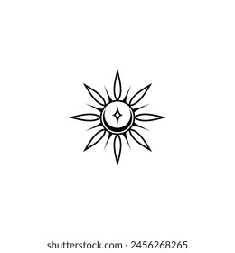 Logo de sol, luna y estrellas en estilo de diseño plano