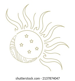 sun, moon and stars, vector