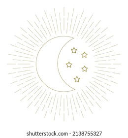 sun, moon and stars, vector
