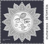 Sun, moon and stars vintage vector illustration