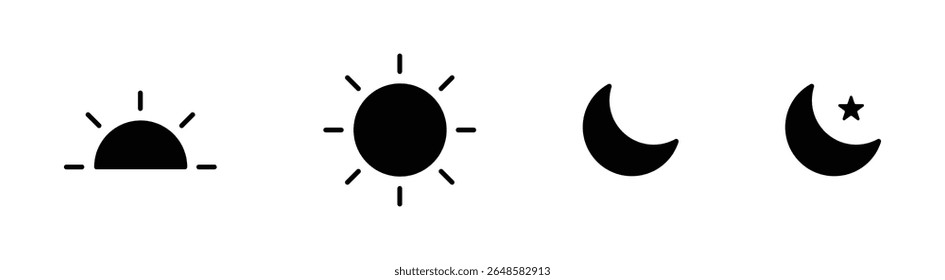 Sol lua nascer do sol e variações noturnas representando dia noite ciclo tempo natureza luz escuridão astronomia celestial energia ritmo equilíbrio ambiente