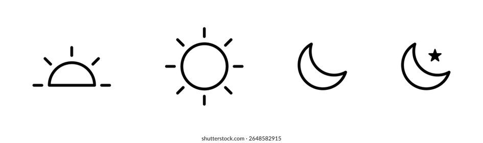 Sol lua nascer do sol e variações noturnas representando dia noite ciclo tempo natureza luz escuridão astronomia celestial energia ritmo equilíbrio ambiente