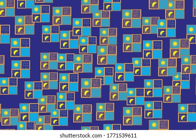 Sun and Moon Symbols Seamless Pattern 3D Illustration