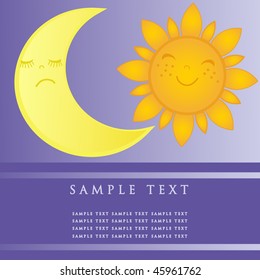 Symbole der Sonne und des Mondes. Vektorgrafik.