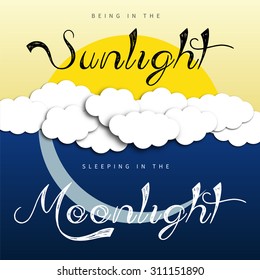 Sun and Moon theme, background with sunlight and moonlight