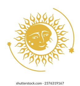 The sun and the moon. Vector drawing, eps