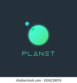 Sun and Moon vector gradient logo. Silhouette logotype of planets