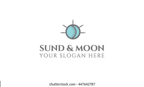 Sun and moon vector logo template.  Sign sun and moon. Vector logo for web design, mobile and infographics