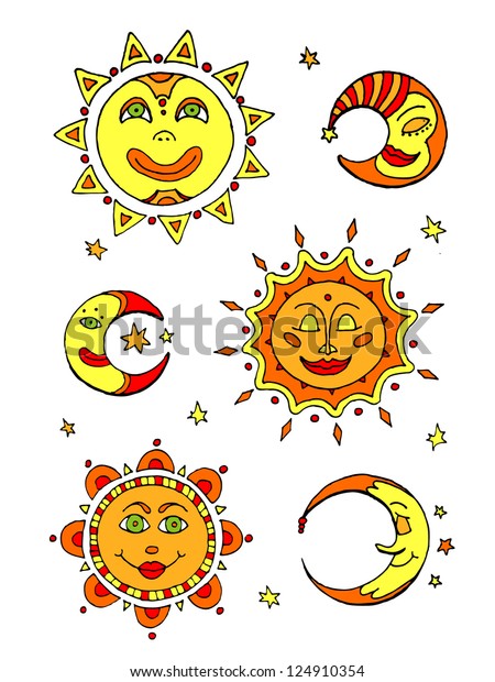 sun and moon vector\
set