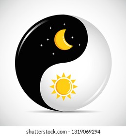 sun and moon yin and yang day and night harmony vector illustration EPS10