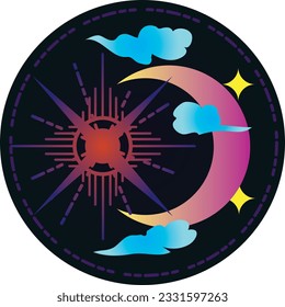 sun and moon,Stars and Exploration fantasy wizards and witches magic circle of destiny,fantasy world